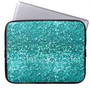 Funda Para Portátil Moda Verde azulada Aqua Turquoise Purpurina Sparkl
