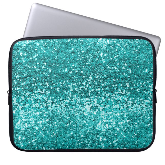 Funda Para Portátil Moda Verde azulada Aqua Turquoise Purpurina Sparkl (Frente)