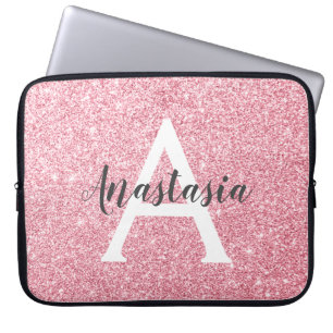 Funda Para Portátil Moda y Rosa de moda Purpurina de oro esparcen mono