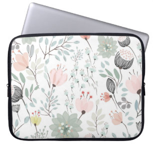 Funda Para Portátil Modalidades de flores y hojas en verde tropical y 