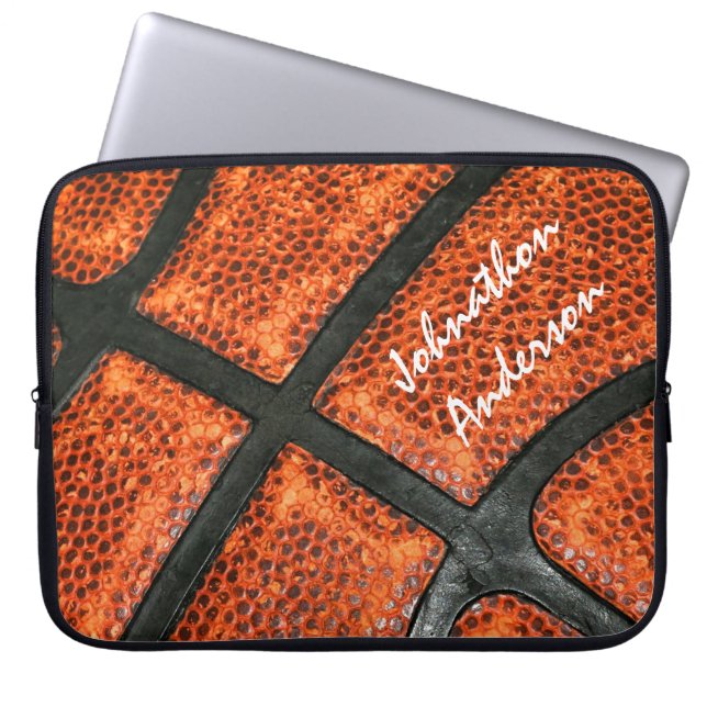 Funda Para Portátil Modelo anaranjado y negro del baloncesto con el (Frente)