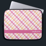 Funda Para Portátil Modelo anaranjado y rosado de la tela escocesa<br><div class="desc">Diseño personalizado modelo elegante de la tela escocesa y elegante.</div>
