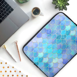 Funda Para Portátil Modelo Aqua Pearlescent & Gold Mermaid