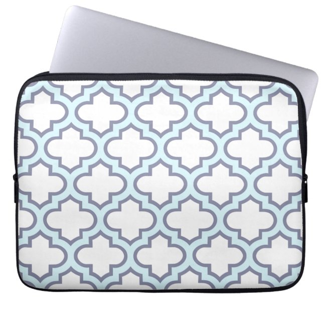 Funda Para Portátil Modelo azul claro elegante de Quatrefoil del (Frente)