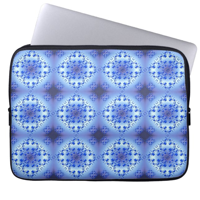 Funda Para Portátil Modelo azul geométrico étnico abstracto (Frente)