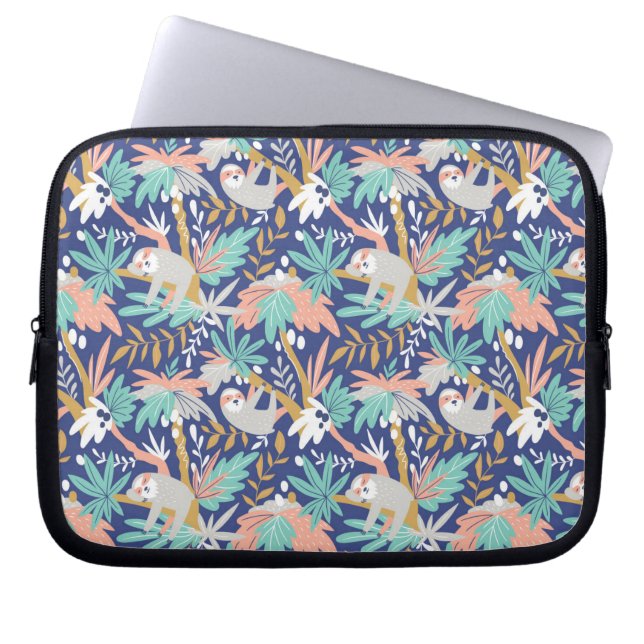 Funda Para Portátil Modelo azul tropical de la pereza (Frente)