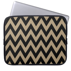 Funda Para Portátil Modelo beige negro de Chevron