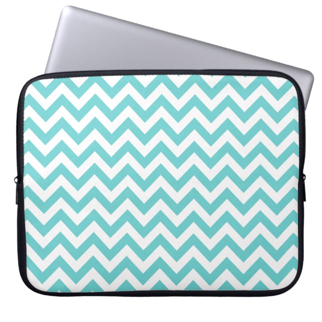 Funda Para Portátil Modelo blanco azul de Chevron (Frente)