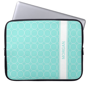 Funda Para Portátil Modelo blanco de los círculos de la aguamarina