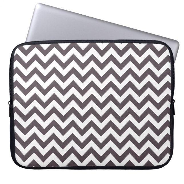 Funda Para Portátil Modelo blanco gris oscuro de Chevron (Frente)