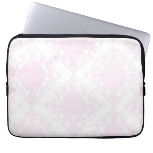 Funda Para Portátil Modelo blanco rosado femenino del damasco del
