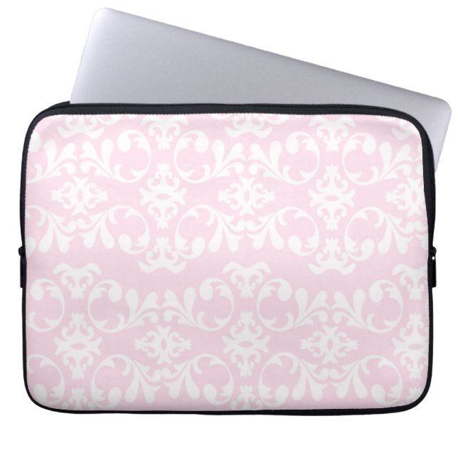 Funda Para Portátil Modelo blanco rosado femenino lindo del damasco (Frente)
