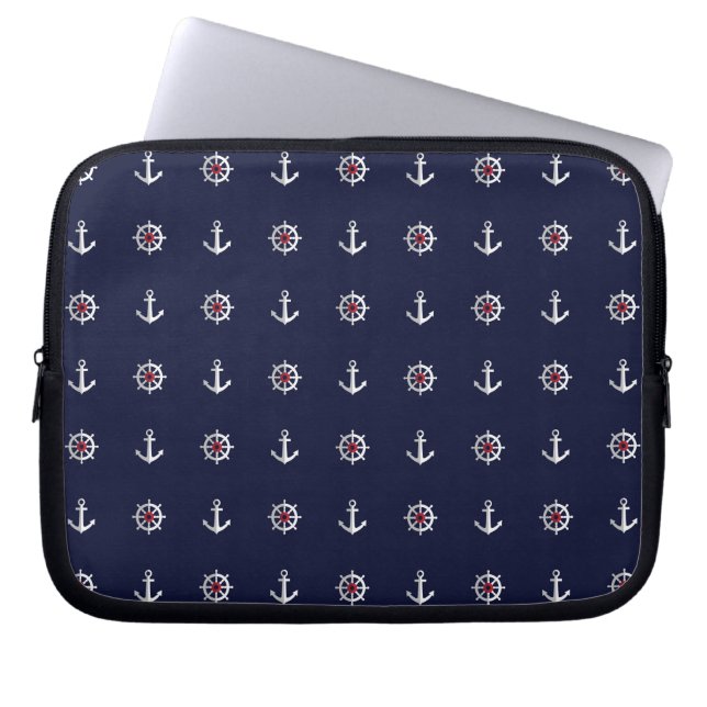 Funda Para Portátil Modelo blanco y azul rojo del ancla (Frente)