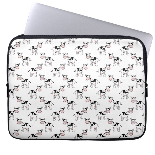 Funda Para Portátil Modelo blanco y negro de la vaca (Frente)