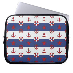 Funda Para Portátil Modelo de barras y estrellas náutico