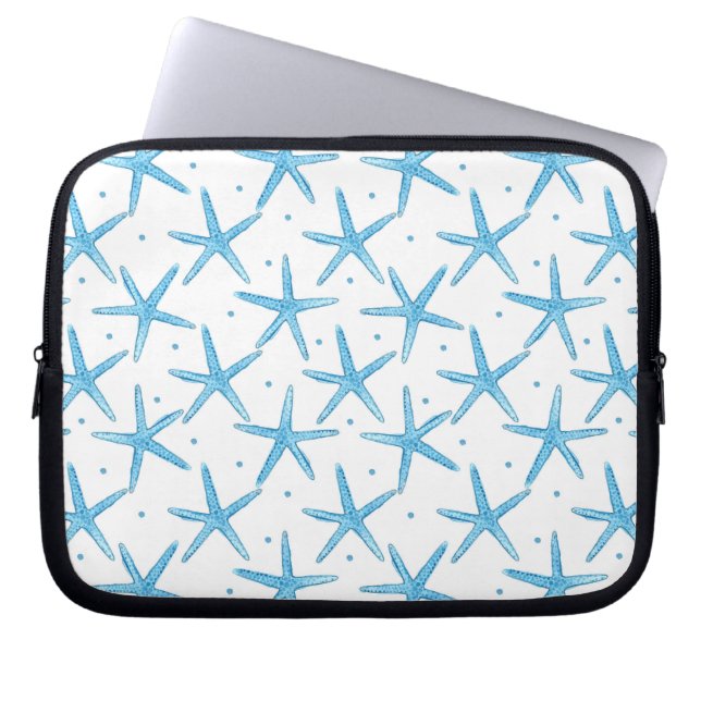 Funda Para Portátil Modelo de estrellas azul de mar de la acuarela (Frente)
