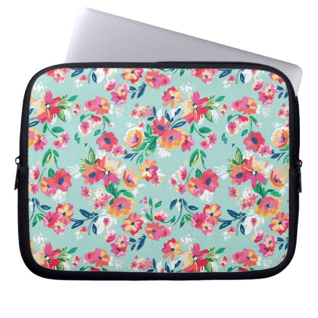 Funda Para Portátil Modelo de flores pintado (Frente)