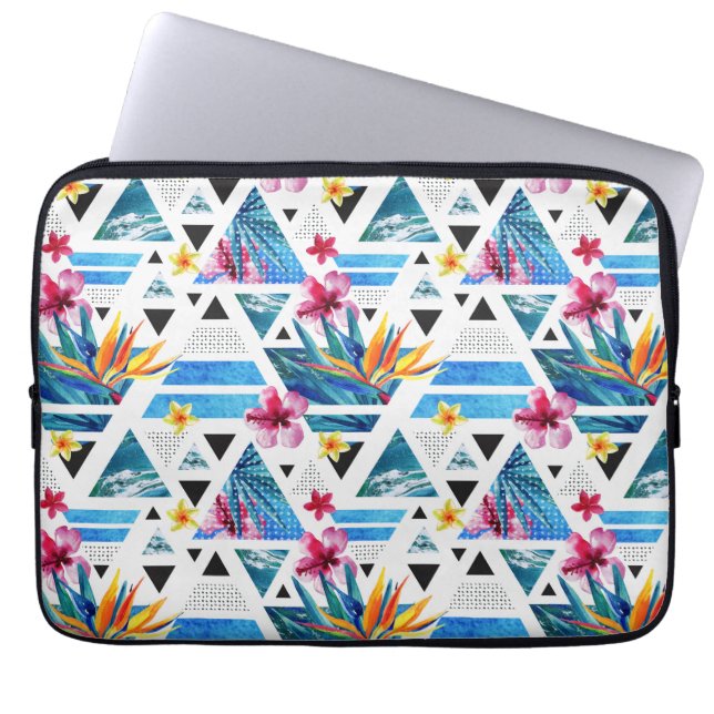 Funda Para Portátil Modelo de flores tropical geométrico (Frente)