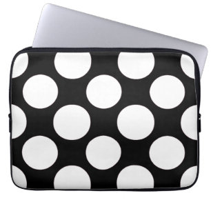 Funda Para Portátil Modelo de lunares blanco negro moderno