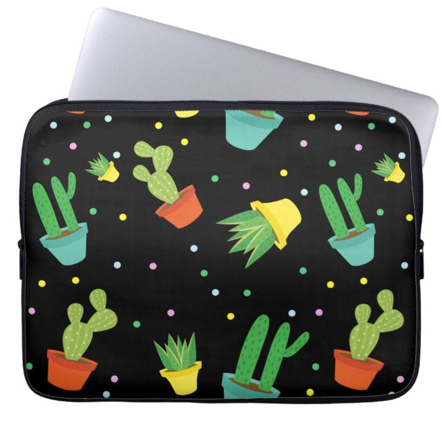 Funda Para Portátil Modelo de lunares suculento lindo del cactus (Frente)