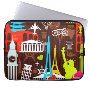 Funda Para Portátil Modelo de neón del World Travel