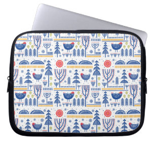 Funda Para Portátil Modelo del pájaro del invierno del arte popular