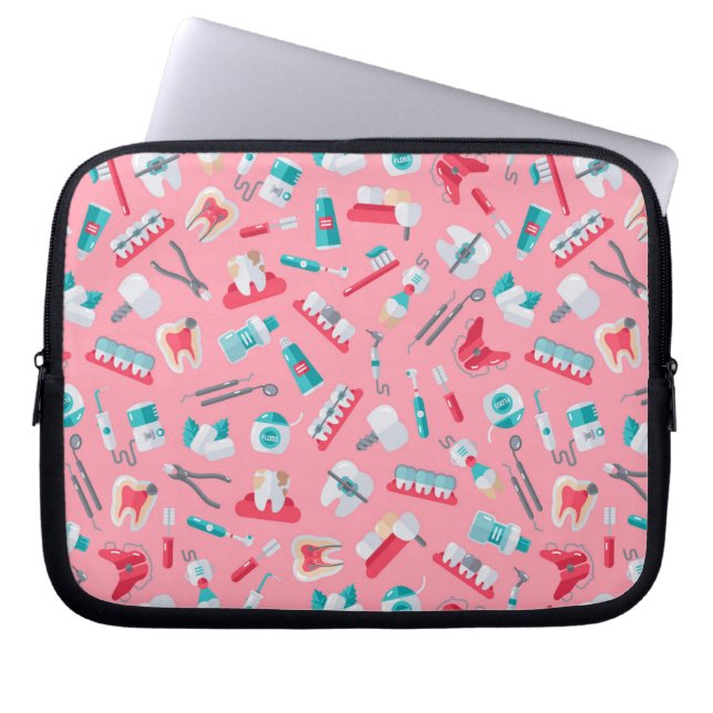 Funda Para Portátil Modelo dental rosado (Frente)