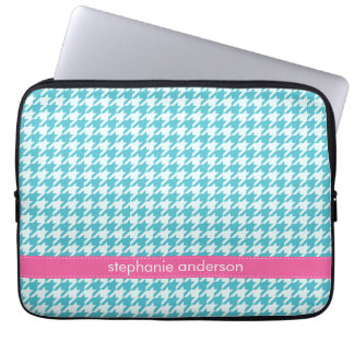 Funda Para Portátil Modelo elegante de Houndstooth de la aguamarina