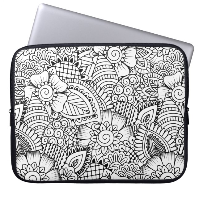 Funda Para Portátil Modelo floral del Doodle (Frente)