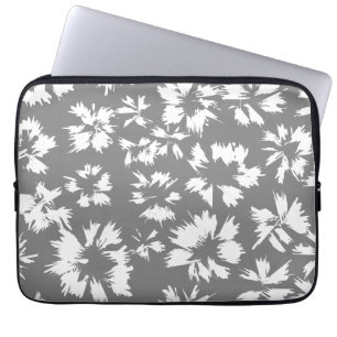 Funda Para Portátil Modelo floral gris y blanco elegante