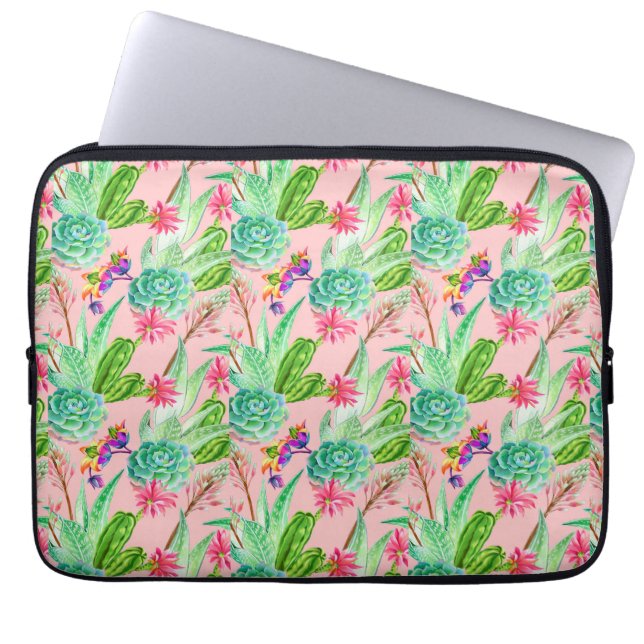 Funda Para Portátil Modelo floreciente de los Succulents de la (Frente)