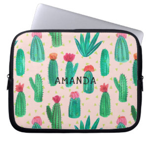 Funda Para Portátil Modelo floreciente del cactus de la acuarela