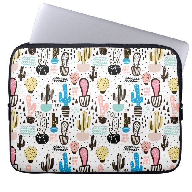 Funda Para Portátil Modelo geométrico del cactus moderno (Frente)