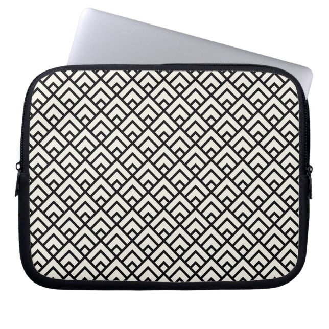 Funda Para Portátil Modelo geométrico negro y blanco (Frente)
