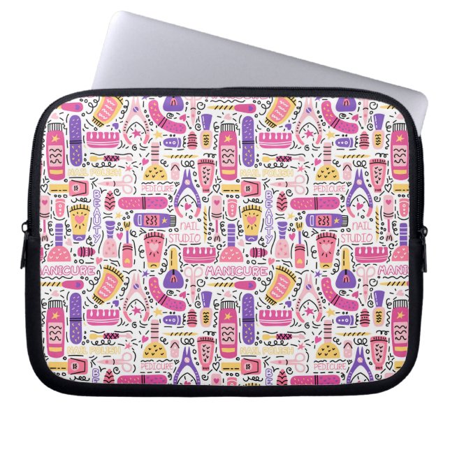 Funda Para Portátil Modelo lindo de la manicura del Doodle (Frente)