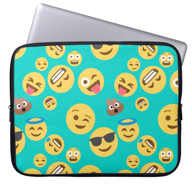 Funda Para Portátil Modelo loco verde azulado de la emoji (Frente)