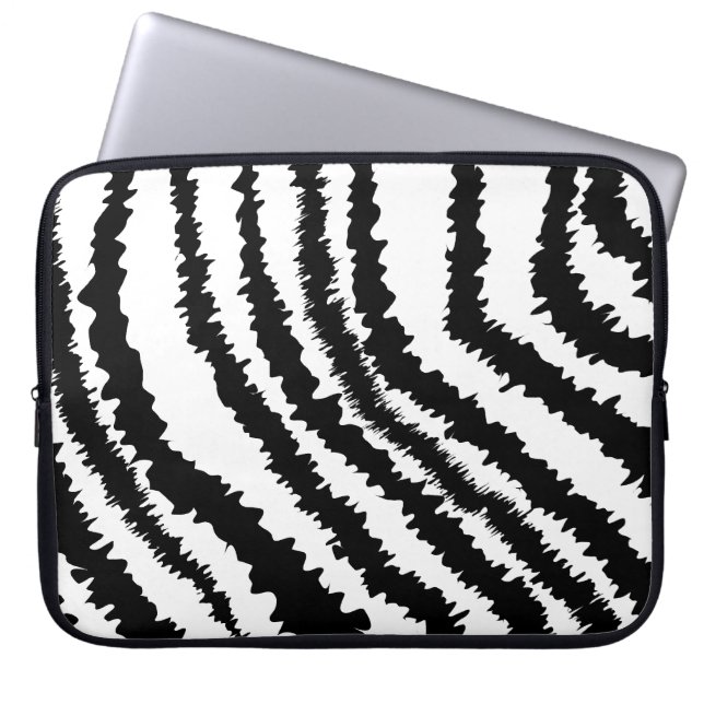 Funda Para Portátil Modelo negro del estampado de zebra (Frente)