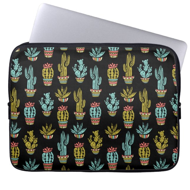 Funda Para Portátil Modelo oscuro del cactus del Grunge (Frente)