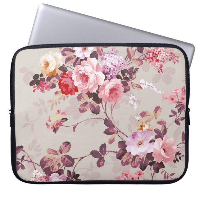 Funda Para Portátil Modelo púrpura rosado elegante de los rosas del (Frente)