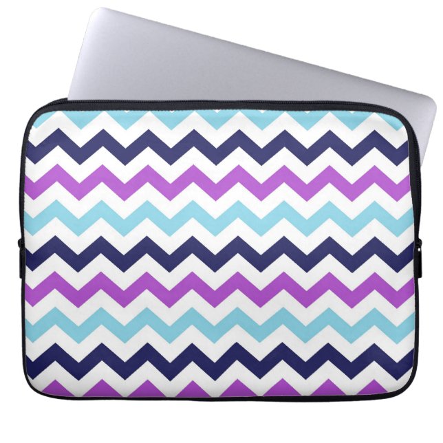 Funda Para Portátil Modelo púrpura y azul de los galones del zigzag (Frente)
