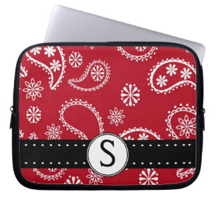 Funda Para Portátil Modelo rojo bonito de Paisley con el monograma