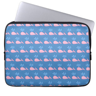 Funda Para Portátil Modelo rosado de la ballena en azul