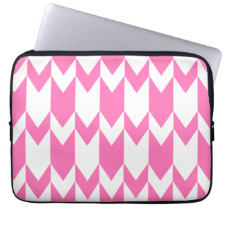 Funda Para Portátil Modelo rosado y blanco brillante de Chevron