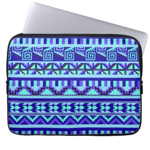 Funda Para Portátil Modelo tribal azteca abstracto geométrico azul de