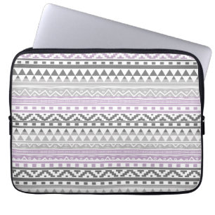 Funda Para Portátil Modelo tribal azteca geométrico gris púrpura de 