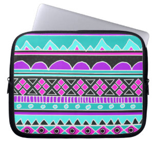 Funda Para Portátil Modelo tribal azul y púrpura brillante