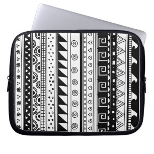 Funda Para Portátil Modelo tribal blanco y negro