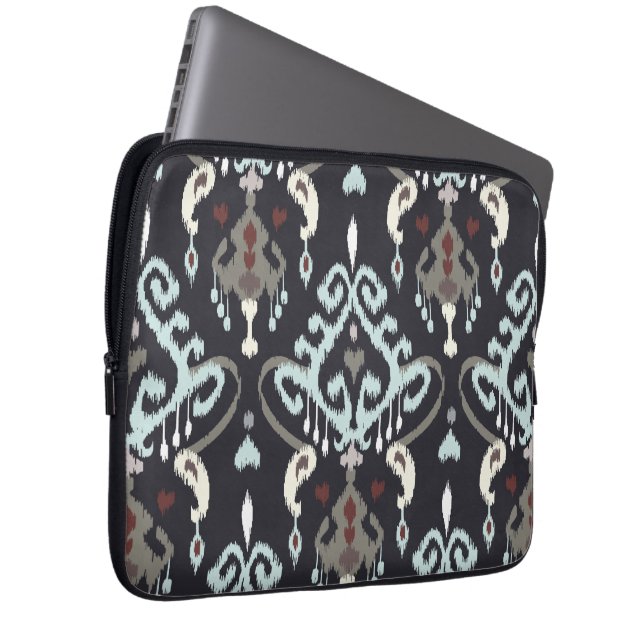 Funda Para Portátil Modelo tribal del ikat negro azul claro moderno (Anverso derecho)
