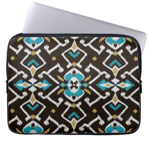 Funda Para Portátil Modelo tribal del ikat verde azulado negro