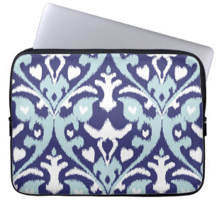 Funda Para Portátil Modelo tribal moderno del ikat femenino azul y